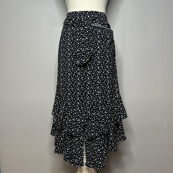 WORTHINGTON DARK BLUE WITH POLKA DOTS FAUX WRAP SKIRT SIZE 12 - Picture 1 of 5